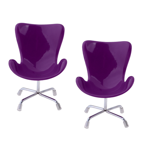 2 Pieces 1/6 Dollhouse Miniature Furniture Chair Model for Doll Decor Purple ► Photo 1/1