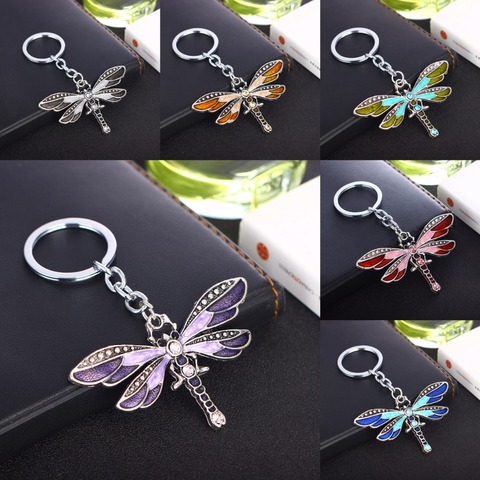 Crystal Butterfly Keychain Bohemia Dragonfly Pendants Keyring Women Ladies Jewelry Gifts Animal Charms Key Chain Car Bags Keyfob ► Photo 1/6