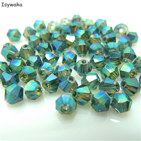 Isywaka Sale Hot Green 100pcs 4mm Bicone Austria Crystal Beads charm Glass Beads Loose Spacer Bead for DIY Jewelry Making ► Photo 1/6