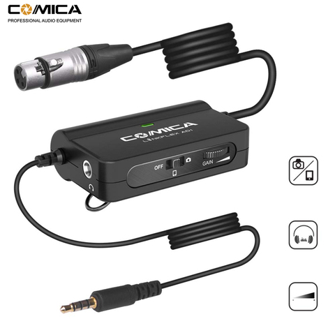 Comica AD1 Microphone Preamp XLR to 3.5mm Audio Adapter XLR to TRS/TRRS Adapter for DSLR Cameras Camcorders and Smartphones ► Photo 1/6