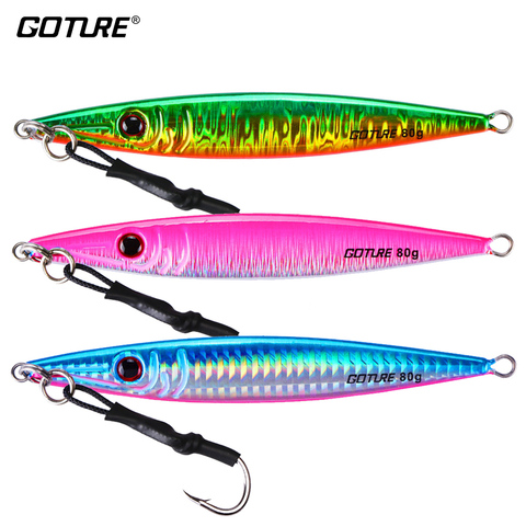 Goture 3pcs/lot Metal Spoon Jigging Lure Slow Pitch Lead Fish Sea Bass Fishing Lure Hard Artificial Bait 80g 100g 150g 200g 300g ► Photo 1/6