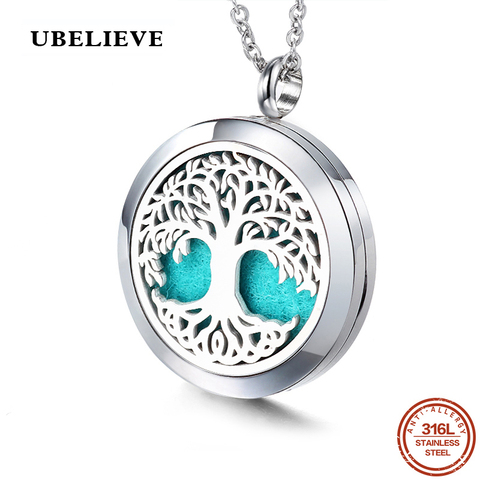 UBELIEVE 30MM Perfume Diffuser Necklace Pendant  Aromatherapy Locket Jewelry Essential Oil Locket Necklace For Women ► Photo 1/6