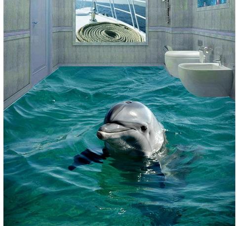 3d sea beach floor dolphin 3D wall murals wallpaper floor  Waterproof floor mural painting 3d floor for mural ► Photo 1/1