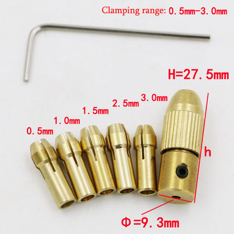 7Pcs Mini Drill Chucks 0.5-3.0mm Fit For Micro Twist Electronic Dremel Drill Collet Clamp Set Power Tool Accessories With Wrench ► Photo 1/6