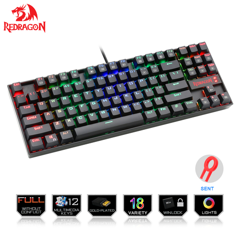 Redragon K552 Gaming Keyboard Mechanical 87 Key RGBLED Backlit Mechanical Computer illuminated Keyboard with Blue Switches ► Photo 1/6