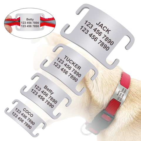 Dog Collar Tag Stainless Steel Personalized Dogs ID Tags For Collars Necklace Slide-on Name Plate Pendant Dog Accessories Pug ► Photo 1/6