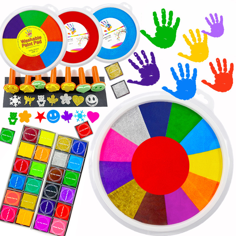 Ink Pads with Craft Stamp Pad Washable Non Toxic Finger Paint for