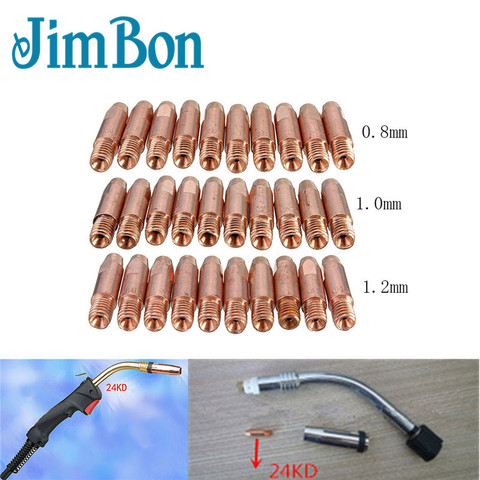 JimBon 10 Pcs MB 24KD M6 MIG/MAG Welding Torch Contact Tip Gas Nozzle 0.8/1.0/1.2mm M6*27mm ► Photo 1/6