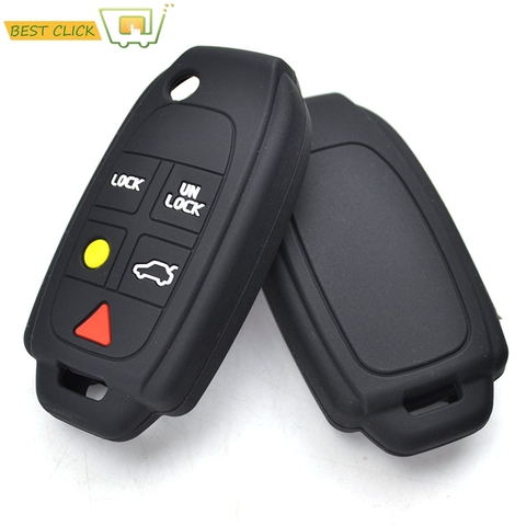 Silicone Car Key Case For Volvo XC90 S80 XC70 S60 V70 Cover Keyless Remote Fob Shell Skin Keyring Key Chain Holder Protector ► Photo 1/5