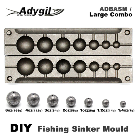 Adygil DIY Fishing Ball Sinker Mould ADBASM/Large Combo Ball Sinker 7g 14g 28g 56g 84g 112g 168g 7 Cavities ► Photo 1/5