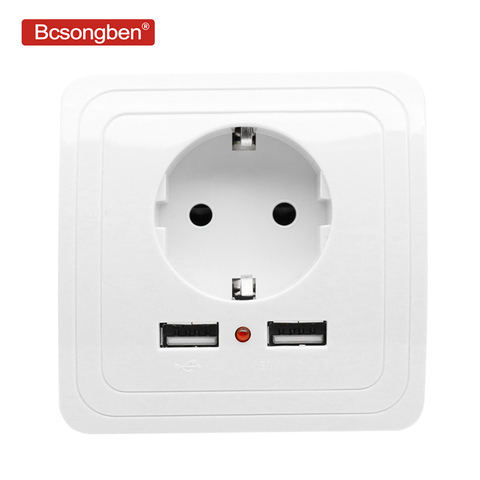 Bcsongben Smart Home POP Dual USB Port Wall Charger Adapter Charging 2400ma Wall Charger Adapter EU Plug Socket Power Outlet ► Photo 1/5