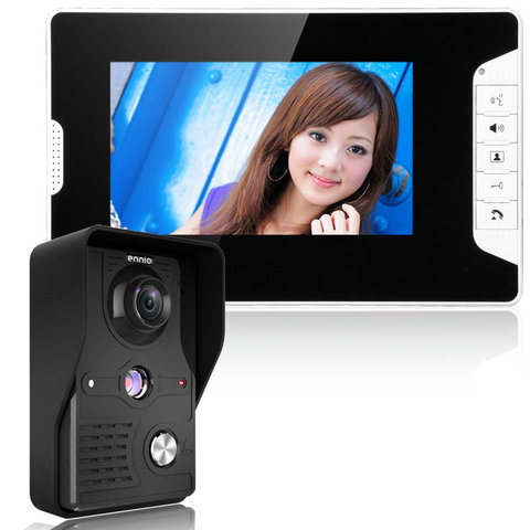 Visual Intercom Doorbell 7'' TFT LCD Wired Video Door Phone System Indoor Monitor 700TVL Outdoor IR Camera Support Unlock ► Photo 1/6