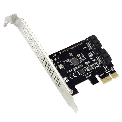 PCI-E 2.0 x1 to 2 Ports SATA III 6GB/s Internal Converter PCI Express Controller Adapter Card For SATA HDD SSD ► Photo 1/6