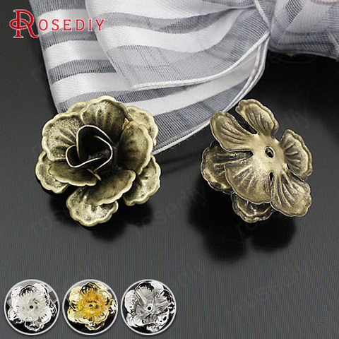 (24110)20PCS 21x10MM Antique Bronze Iron 3D Flowers Beads Caps Spacer Diy Jewelry Findings Accessories Wholesale ► Photo 1/4