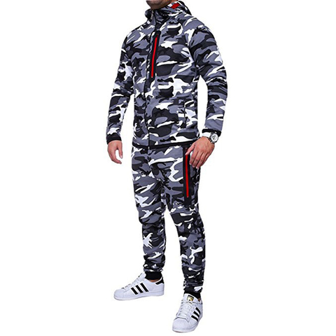 New Camouflage Printed Men Set Fashion Zipper Jacket Men 2Pcs Tracksuit Sportswear Hoodies Sweatshirt Pants Joggers Suit MY052 ► Photo 1/6
