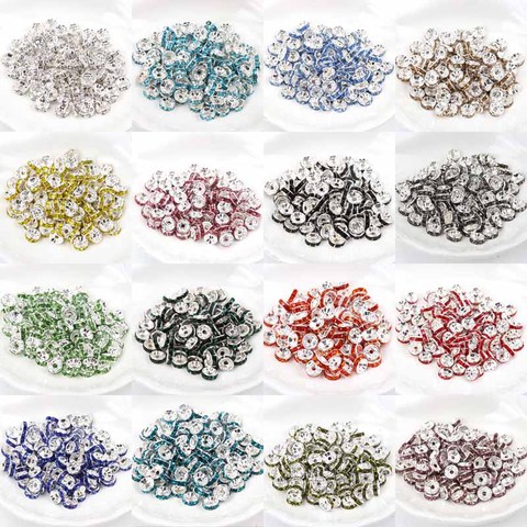 6mm 8mm Metal 23 color Crystal Rhinestone Rondelle Spacer Loose Beads For DIY Jewelry Making Accessories 50pcs ► Photo 1/6