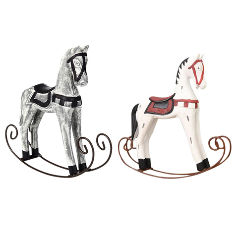 Retro Wooden Crafts Rocking Horse Desk Decor Balance Art Figurines Home Office Decor ► Photo 1/6