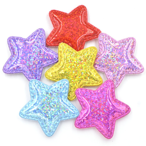 12Pcs Shinng Laser PU Fabric Padded Patches Glittering Star Appliques for Crafts Clothes Sewing Supplies DIY Hair Bow Decor F55 ► Photo 1/4