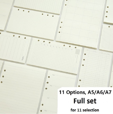 A5 A6 A7 Loose Leaf Notebook Refill Spiral Binder Inner Page Weekly Monthly  To Do Line Dot Grid Inside Paper Stationery - AliExpress