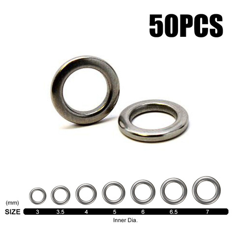 50pcs Countbass Heavy-duty Stainless Steel Solid Ring Fishing Lures Lead Jigging Rings Fishing Accessory Terminal Tackle ► Photo 1/6