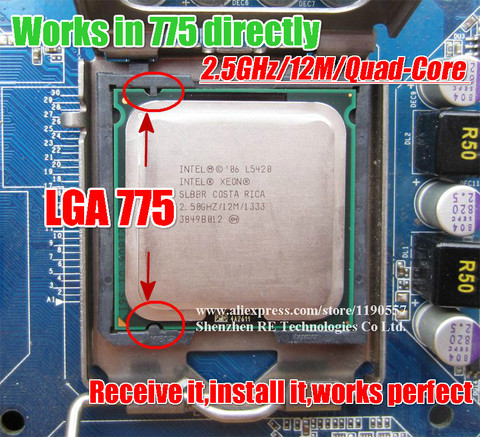 Intel Xeon L5420 CPU 2.5GHz 12M 1333Mhz Processor Works on LGA775 motherboard ► Photo 1/3