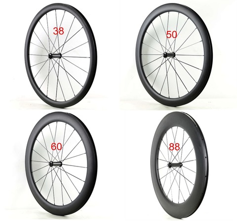 Single Front wheels 700C 38/50/60/88mm depth 25mm width Clincher/tubula Road bicycle carbon wheels UD matte finish Free shipping ► Photo 1/6