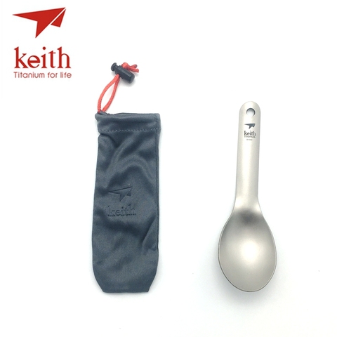 Keith Titanium Short Spoon For Children Camping Travel Tablewares Outdoor Picnic Hiking Convenient Kids Fork Spoon 14.3g Ti5314 ► Photo 1/5