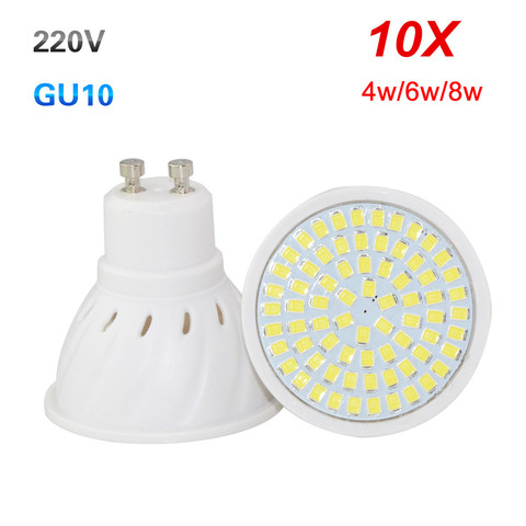 10X GU10 LED Spot Light 4W 6W 8W Full Power 36Leds 54Leds 72Led Lamp For Kitchen Hotel Art Lighting Lampada Led AC220V 230V 240V ► Photo 1/6