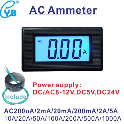 YB5135D AC Ammeter and CT Current Meter AC 200uA 2mA 20mA 200mA 2A 5A 10A 20A 50A 100A 200A 500A 1000A LCD Digital Ampere Meter ► Photo 1/6