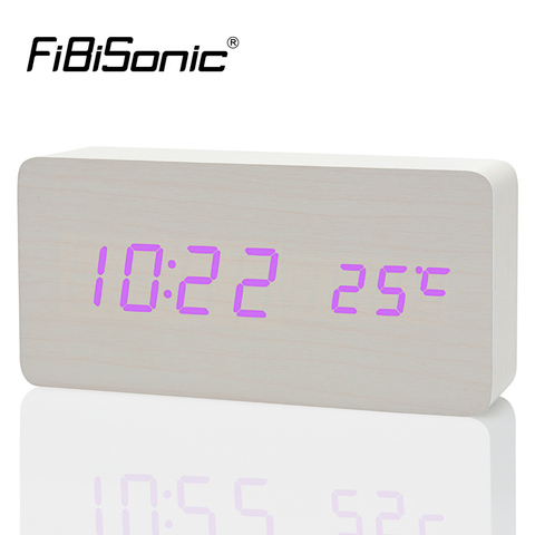 FiBiSnoic LED  Alarm Clocks With Temperature Voice activated Luminova Display Digital Table Clock ► Photo 1/1