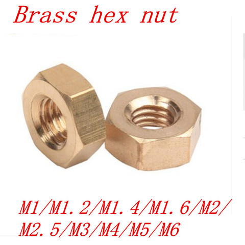 50pcs 20pcs DIN934 Brass hex nut M1 M1.2 M1.4 M1.6 M2 M2.5 M3 M4 M5 M6 brass nut nuts ► Photo 1/1