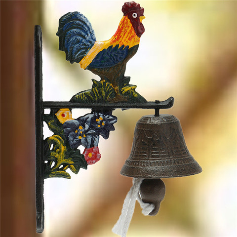 Metal Vintage Door Bell Cast Iron Rooster For Wall Window Door Hanging Ornaments Home Garden Decoration Crafts ► Photo 1/6
