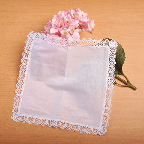 1pcs Personalized white lace handkerchief, woman wedding gifts, wedding decoration cloth napkins 25*25cm ► Photo 1/6