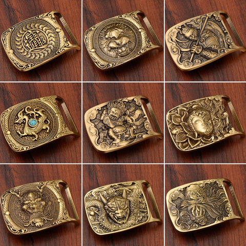 High-grade pure copper buckle Chinese style belt buckle for men smooth buckle vintage men belt buckle ► Photo 1/4