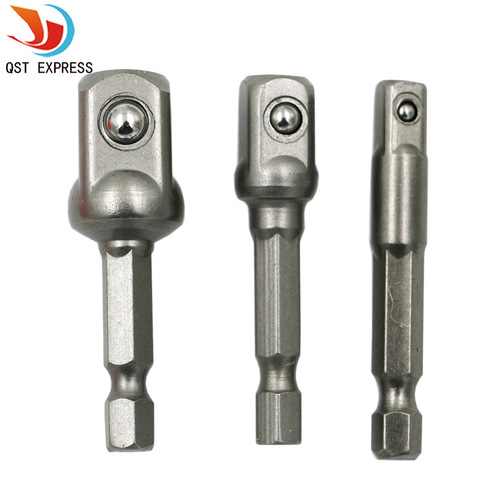 3pcs chrome vanadium steel socket adapter Seth ex shank to 1/4 