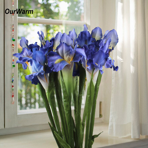 OurWarm 3/5/10pcs Artificial Silk Flowers Real Touch Iris Fake Flowers for Home Wedding Flowers Decor Party Accessory Supplies ► Photo 1/6