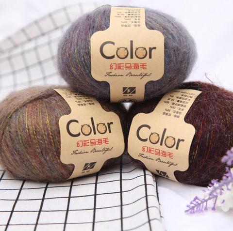 1Pc=50g Colorful Mohair Wool Yarn Knitting Soft Yarn Fingering Baby Crochet Yarn Knitting Threads Angola mink wool yarn ► Photo 1/6
