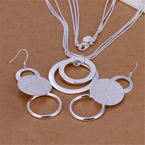 charms wedding color silver jewelry fashion Pretty pendant Necklace Earring women party set TOP quality stamped , p218 ► Photo 1/5