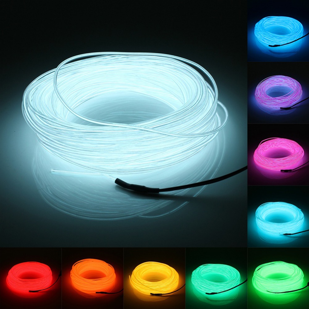 LED Light Glow EL Wire String Strip Rope Tube Car Dance Party 3V 12V Controller 