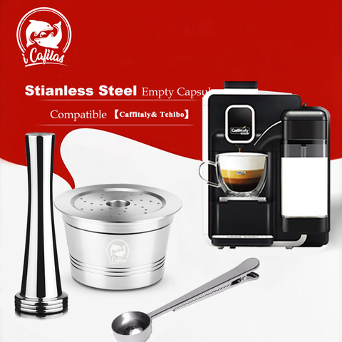 ICafilas Stainless Steel  Refillable Reusable Coffee Capsule Cafeteira Filter for Caffitaly &Tchibo Cafissimo Minipresso Machine ► Photo 1/6