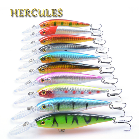 Hercules 10PCS Minnow Fishing Lure 11cm 10.5g Aritificial Wobblers