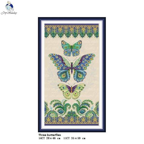 Three Butterflies Pattern Aida Cross Stitch Kits 11CT Printed Fabric 14CT Canvas DMC Counted Chinese Cross-stitch Embroidery Set ► Photo 1/6