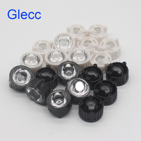 10pcs 5/15/25/30/45/60/90/120 degrees LED Lens With Black White Screws Holder For 1W 3W 5W High Power LED Lamp Light ► Photo 1/1