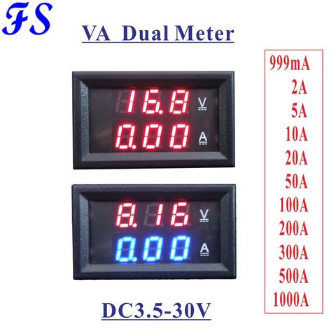 DC 3.5-30V Voltmeter Ammeter Black Cover DC 0-999mA 2A 5A 10A 20A 50A 100A 200A 300A 500A 1000A Wide Range Voltage Current Meter ► Photo 1/6