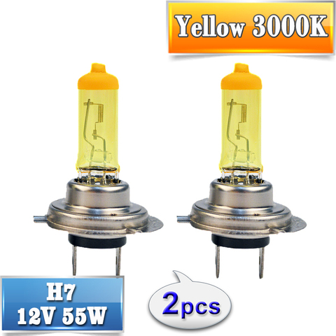 Halogen Bulb H7 Yellow 12V 55W 3000K Quartz Glass Xenon Car HeadLight Auto Lamp 2 PCS(1 Pair) ► Photo 1/6