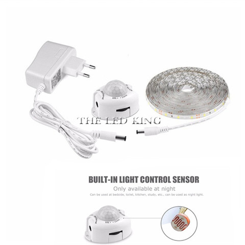 LED Motion Sensor Cupboard Wardrobe Bed lamp Under Cabinet Night light Flexible 5050 LED Strip 12V Tape 110V 220V Power Supply ► Photo 1/6