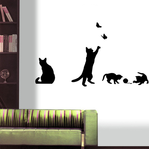 New Cat playing Wall Sticker Cute Living room background stairs stickers on the wall DIY Decal Home Decor Decals decoration ► Photo 1/6