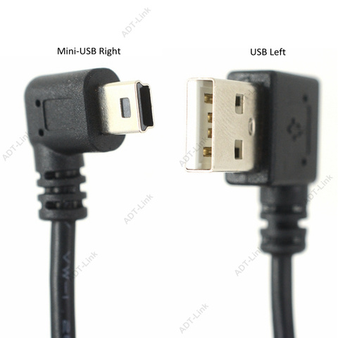 Mini USB Data Cable 10INCH 90 Degree USB Right Angle Nickel Plated Short USB 2.0 -A-Male-4Pin to Right Angle Mini-B-5Pin 25cm ► Photo 1/6