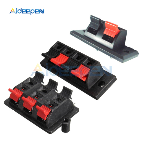 5Pcs 2/4/6 Positions Spring Loaded Push Release Speaker Terminal Strip Home Audio Speaker Terminals Breadboard Clip AC 50V 3A ► Photo 1/6