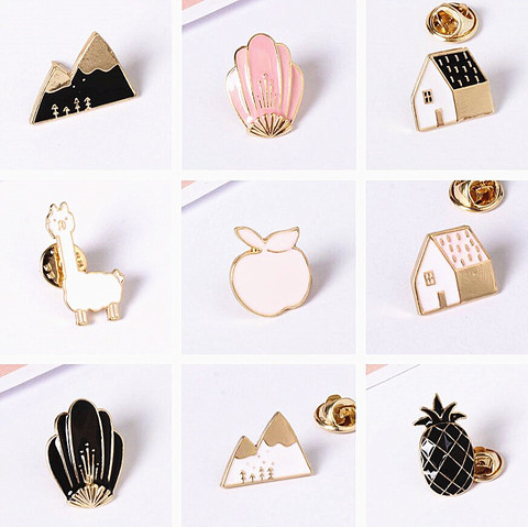 Timlee X177 Cartoon Cute Animal House Fox Design Metal Brooches Pins Buttton Pin Wholesale ► Photo 1/2